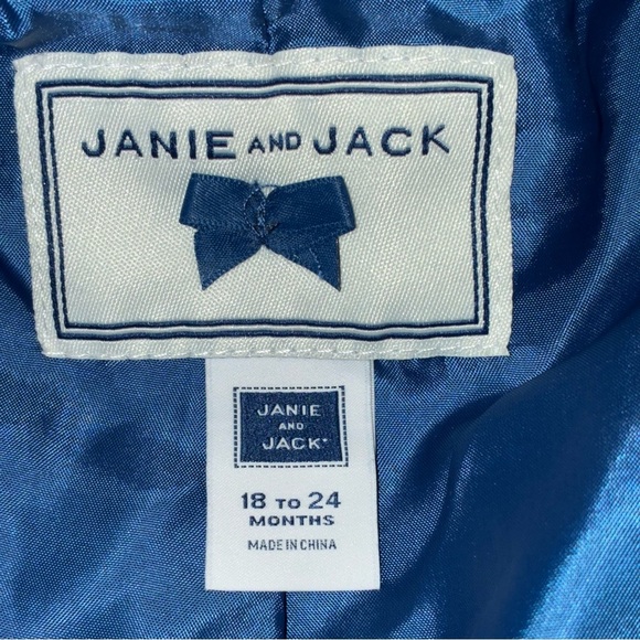 Janie and Jack Faux Fur Floral Coat Jacket Size 18-24 mos Toddler Blue Pink - Picture 5 of 6